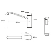 Dessin technique d''un robinet de cuisine avec dimensions