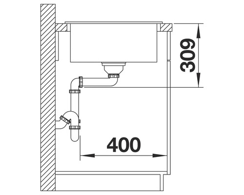 Schéma technique d''un évier avec dimensions