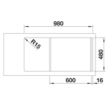Schéma technique d''un évier avec dimensions