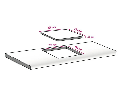 Dimensions d''un plan de travail avec découpe et table de cuisson