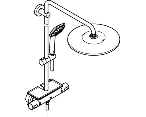 Système de douche avec pomme de tête, douchette à main et thermostat