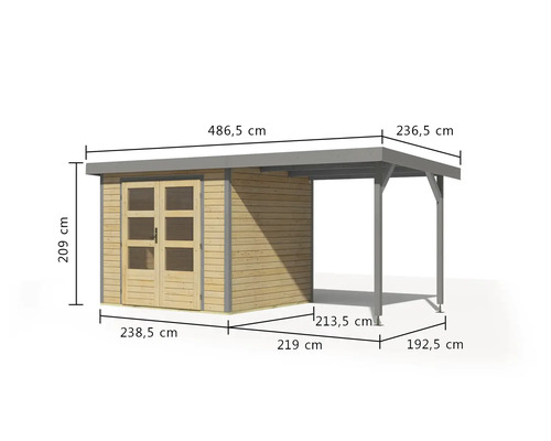Illustration d''un abri de jardin en bois avec dimensions