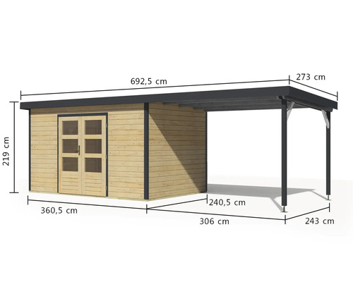 Image d''un abri de jardin avec dimensions