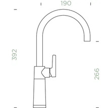 Schéma technique d''un robinet de cuisine avec dimensions