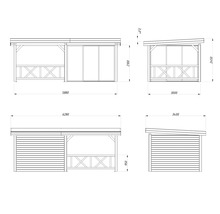 Dessin technique d''un pavillon avec dimensions