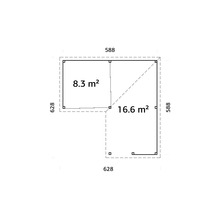 Plan d''un abri de jardin avec indication des surfaces