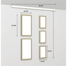 Bildergalerie mit fünf Bilderrahmen und Maßen