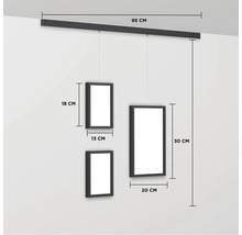 Hängendes Bilderrahmen-Set mit den Maßen 95 cm, 18 cm, 13 cm, 30 cm und 20 cm