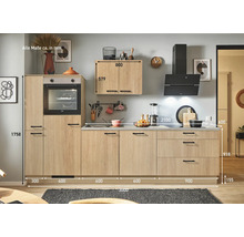 PICCANTE Plus Küchenzeile ohne Geräte Casual 300 cm eiche aviva matt vormontiert Variante links 4067368018807