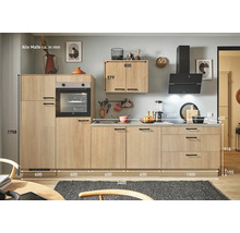 PICCANTE Plus Küchenzeile ohne Geräte Casual 340 cm fichte whitewashed matt vormontiert Variante links 4067368010955