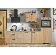 PICCANTE Plus Küchenzeile ohne Geräte Casual 250 cm eiche aviva matt vormontiert Variante rechts 4067368018586