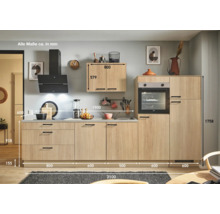 PICCANTE Plus Küchenzeile ohne Geräte Casual 310 cm eiche aviva matt vormontiert Variante rechts 4067368019064