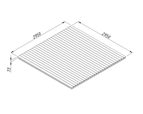 Schéma d''une plaque de plancher en bois mesurant 2950 x 2950 x 73 mm