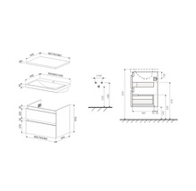 Jungborn Waschtischunterschrank TRENTA BxHxT 76,7 x 64,6 x 44,5 cm Frontfarbe schwarz matt TRE DESK 80 2Z S U129