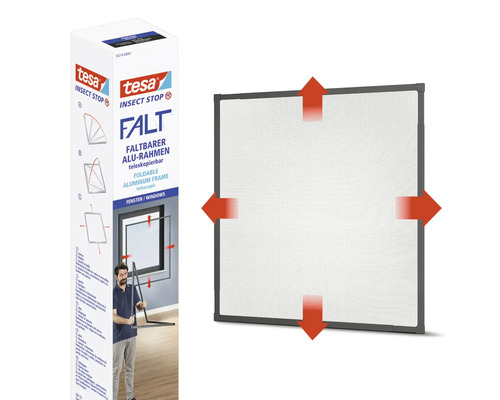 Tesa Moustiquaire cadre en aluminium pliable pour fenêtres, emballage et produit