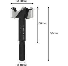 Fraise à bouchon Bosch Expert d''un diamètre de 38 mm et d''une longueur totale de 88 mm.