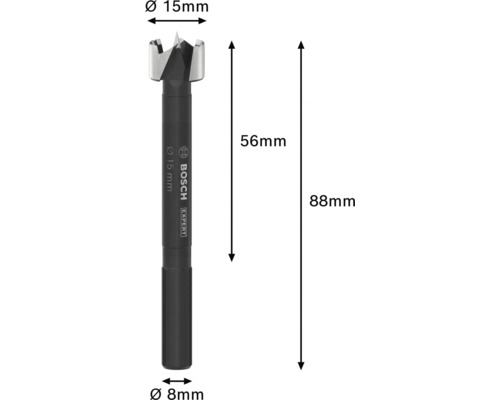 Tête de forage avec indication du diamètre et logo Bosch Expert