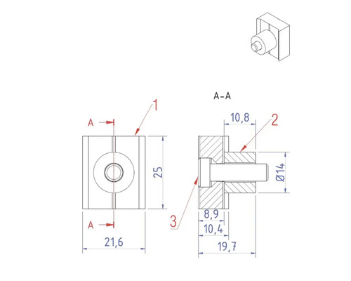 Dessin technique d''un élément de fixation avec des mesures