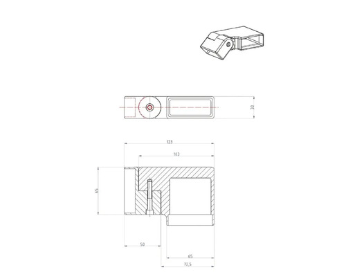 Schéma technique d''une ferrure de meuble avec dimensions