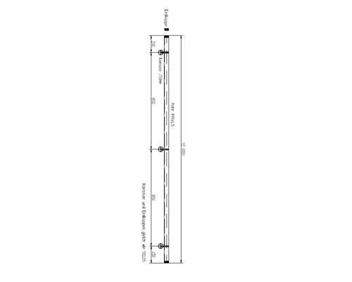 Technische Zeichnung eines Rohrs mit Konsole und Endkappe
