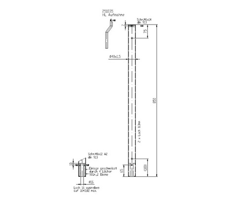 Dessin technique d''un support HL avec dimensions et détails