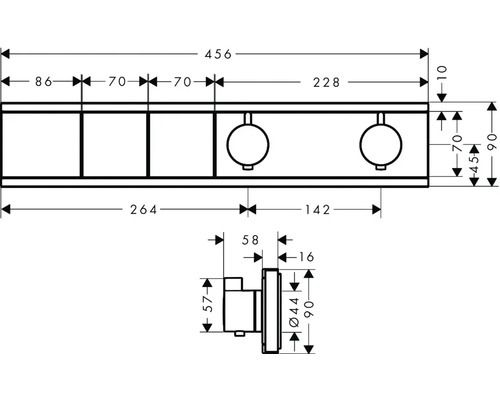 Schéma technique d''une étagère de salle de bains avec dimensions