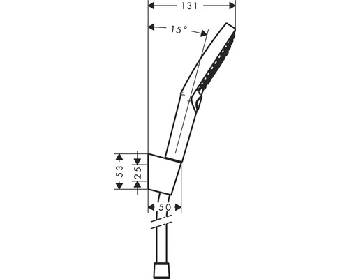 Dessin technique d''une douchette à main avec dimensions