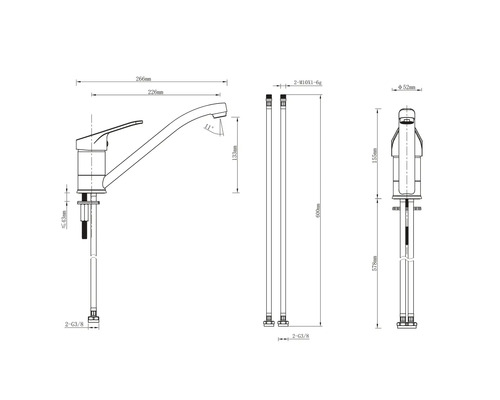 Dessin technique d''un robinet avec dimensions