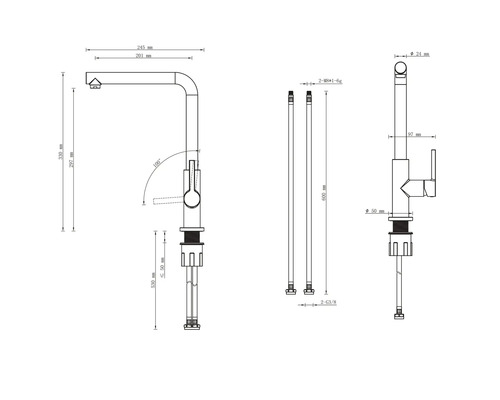 Dessin technique d''un robinet avec dimensions
