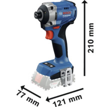 Bosch Professional Akku-Schlagschrauber mit den Maßen 210 mm Höhe, 77 mm Breite und 121 mm Länge