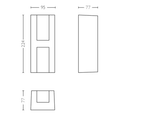 Dessin technique d''une applique murale avec dimensions