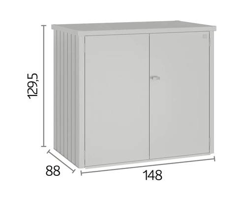 Metall Gartenschrank mit Maßangaben