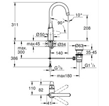 Mitigeur de lavabo Grohe Quickfix Swift chrome 24330001