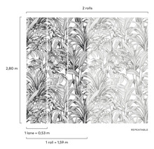 Papier peint à motif de plantes, répétable, 2,80 mètres de hauteur, 1,59 mètre de longueur de rouleau