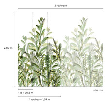 Illustration des dimensions d''un papier peint photo avec des motifs végétaux.