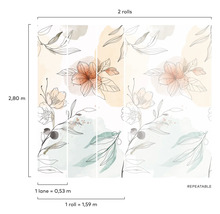 Tapete mit floralem Muster, bestehend aus zwei Rollen