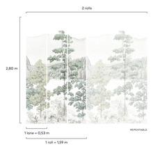 Papier peint photo avec motif de forêt, composé de deux rouleaux