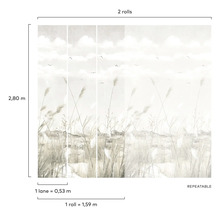 Papier peint avec motif d''herbe et de ciel, deux rouleaux