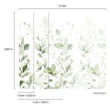 Papier peint à motif de feuilles, rouleau de 1,59 mètre de long