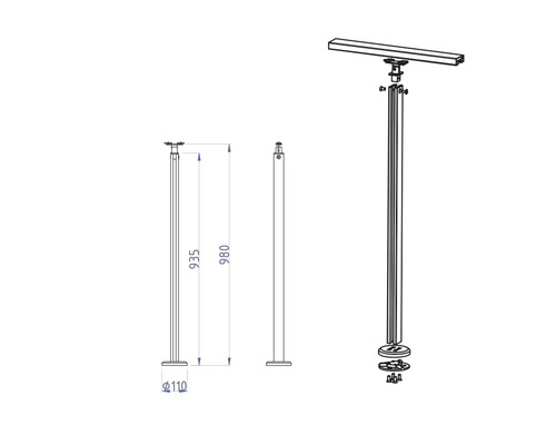 Dessin technique d''une balustrade avec des dimensions