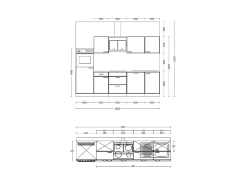 Plan de cuisine avec dimensions.