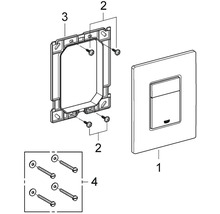Betätigungsplatte mit Befestigungsrahmen und Schrauben