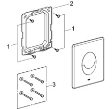 Einzelteile eines Betätigungsplatten-Sets für ein WC