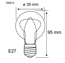 Abmessungen einer E27-Glühbirne: 35 Millimeter Durchmesser und 95 Millimeter Länge.