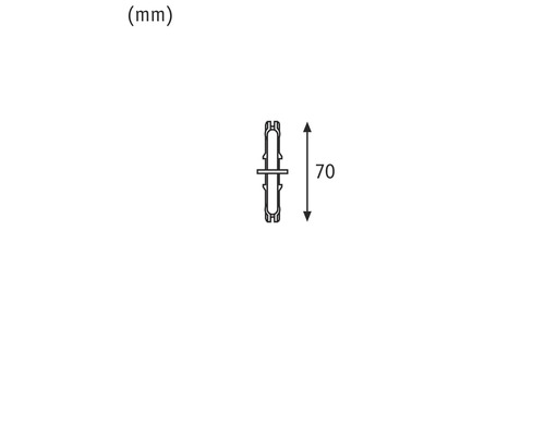Technische Zeichnung einer Rohrverbindung mit der Angabe 70 Millimeter