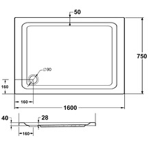 Dessin technique d''un receveur de douche avec dimensions