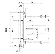 Technische Zeichnung mit Maßen eines Bauteils