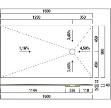Schéma technique d'un receveur de douche avec dimensions