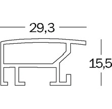 Dessin technique d''un profilé avec les dimensions 29,3 et 15,5