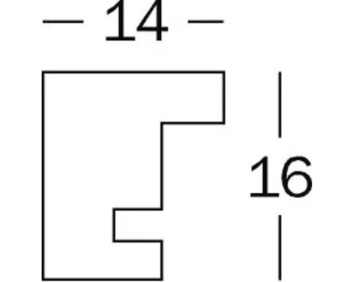Dessin technique d''un profilé avec les dimensions 14 et 16 millimètres